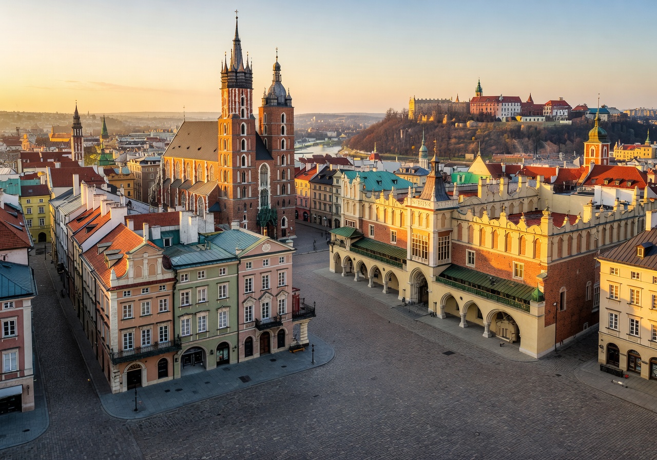 View of Wawel Castle and Old Town from Radisson Blu Hotel Krakow
